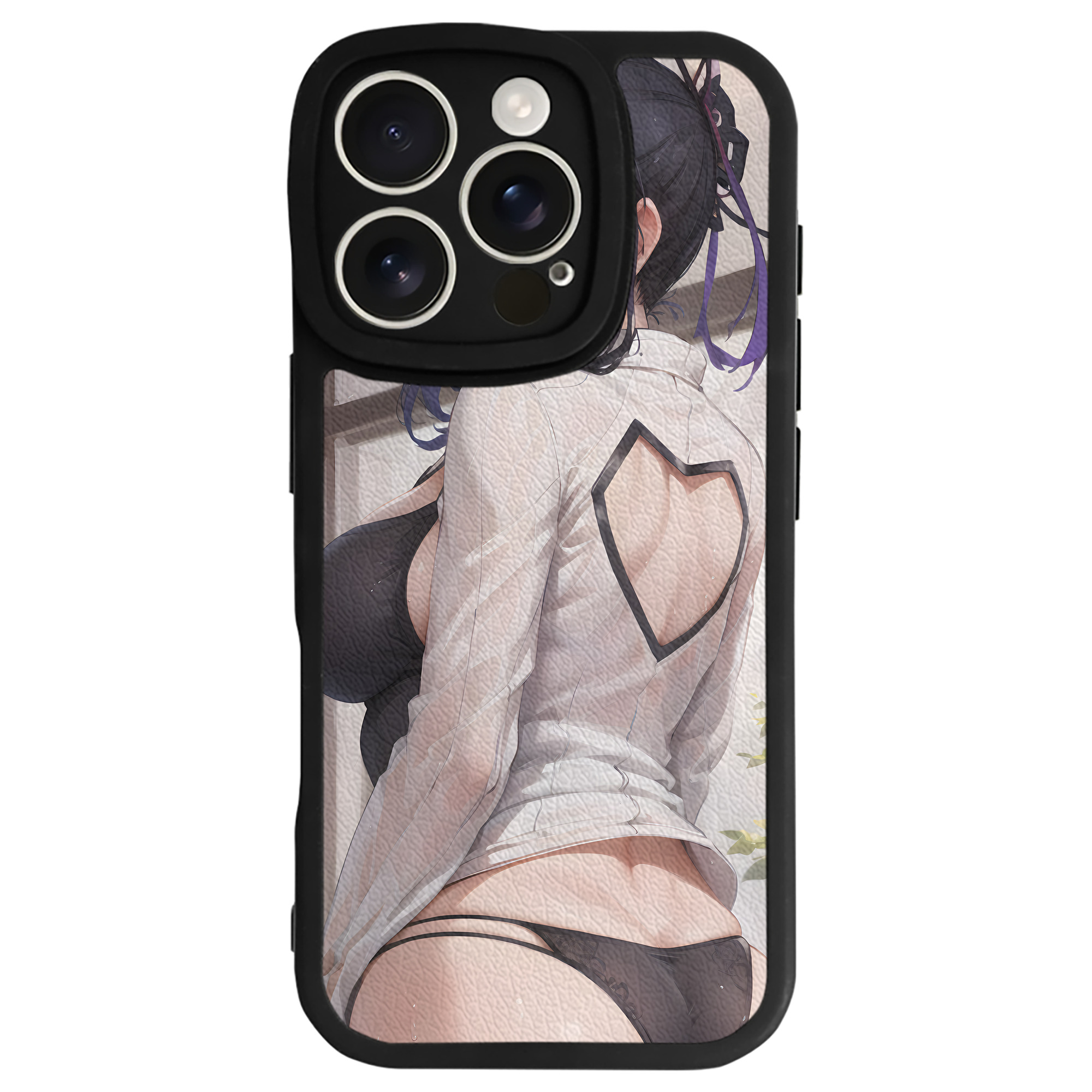 （画像用） 鬼滅の刃（きめつのやいば）蟲柱-胡蝶 しのぶ／こちょう しのぶ Kochou Shinobu 【iPhone 16シリーズ対応】シリコンスマホケース（レザー調） 材質：シリコン